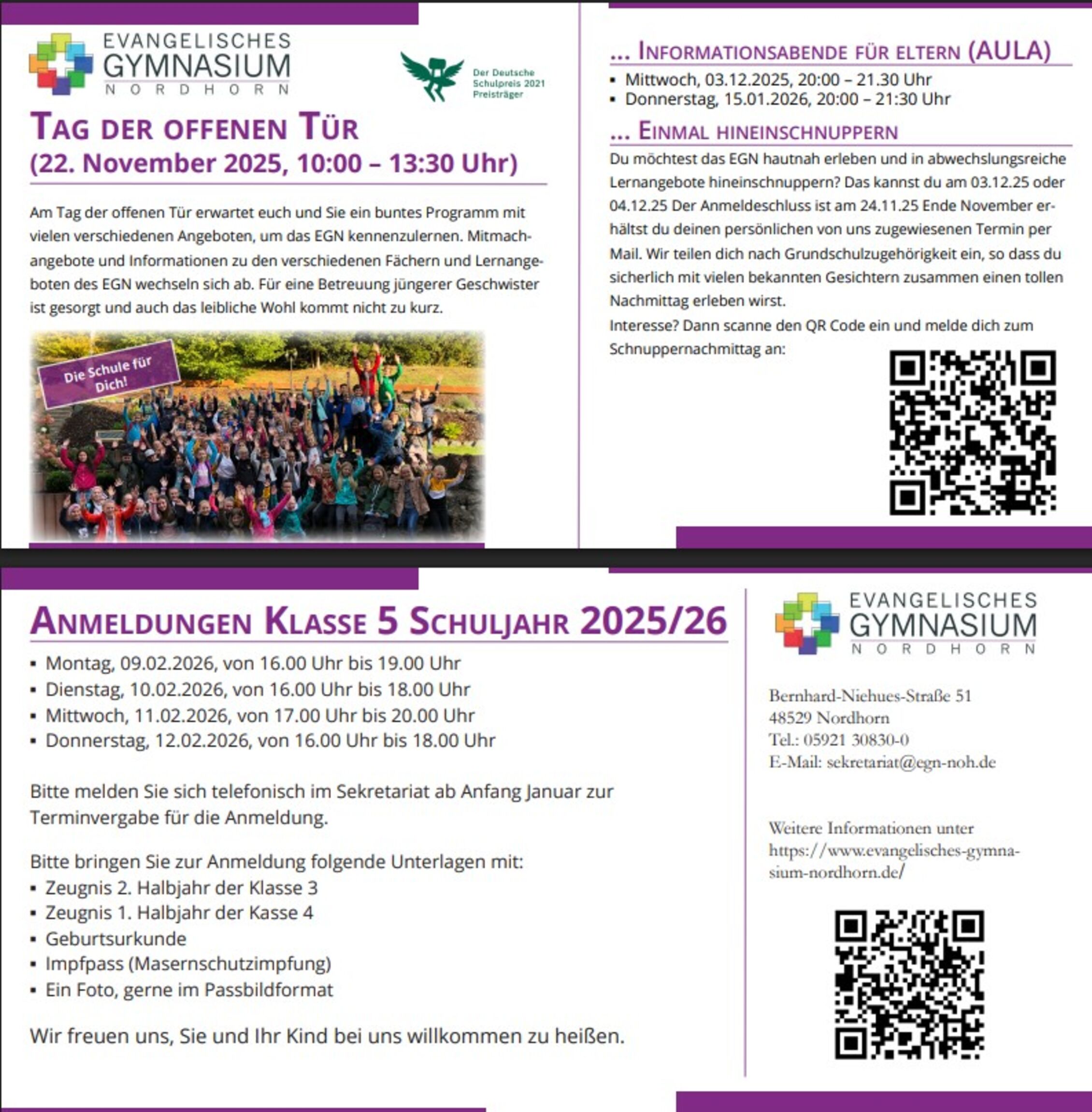 Flyer Anmeldung und TdoT