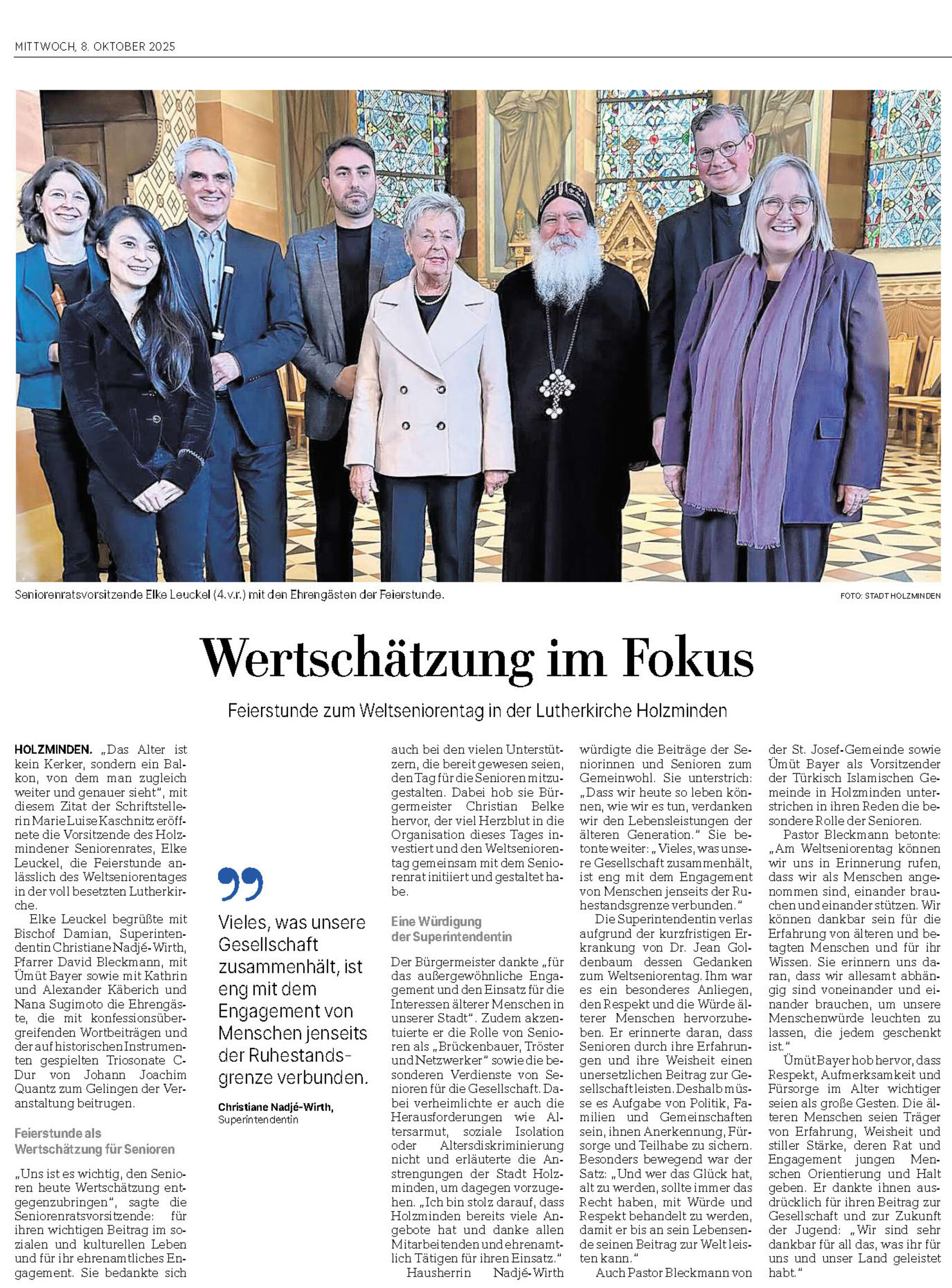 Feierstunde zum Weltseniorentag in der Lutherkirche Holzminden 2025