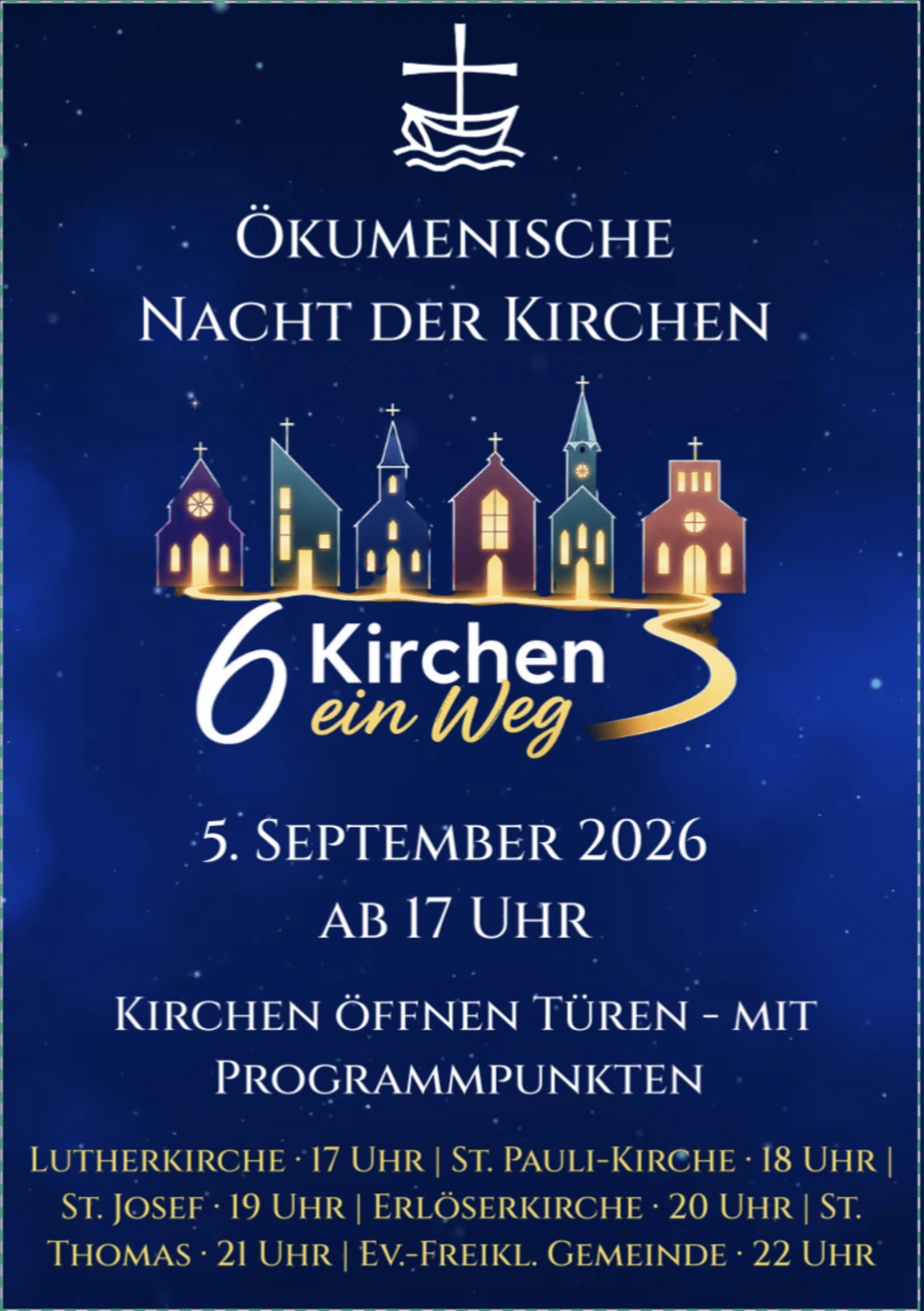 Plakat Ökumenische Nacht am 05. September 2026