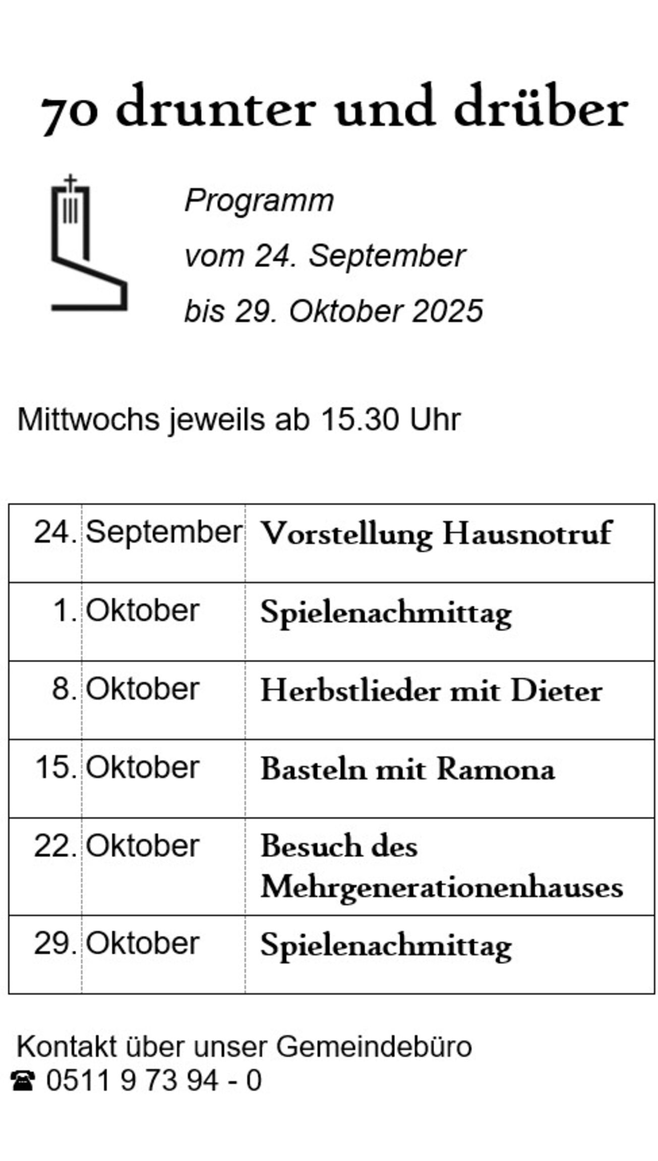 Programm für September / Oktober