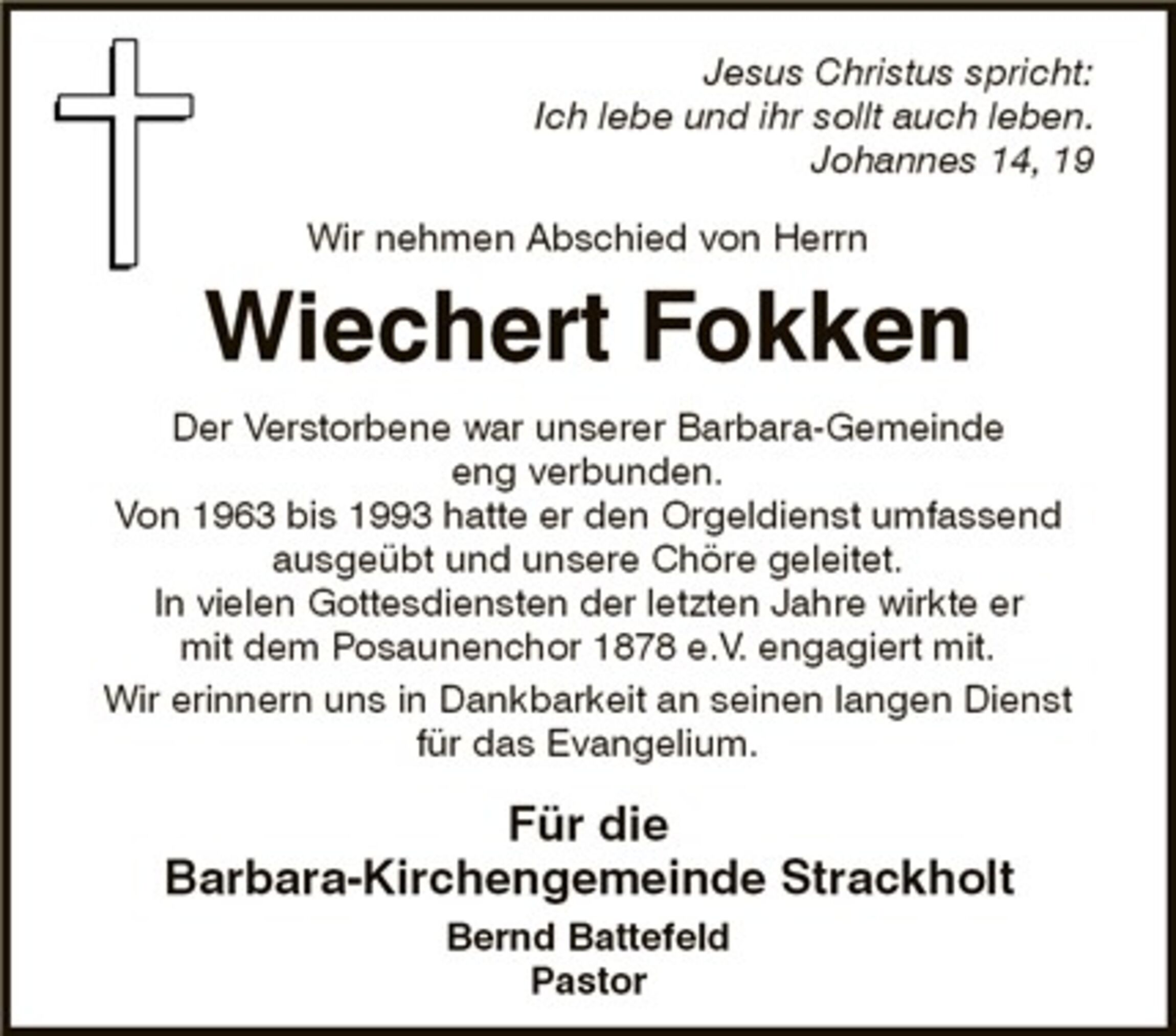 Trauer um Wiechert Fokken