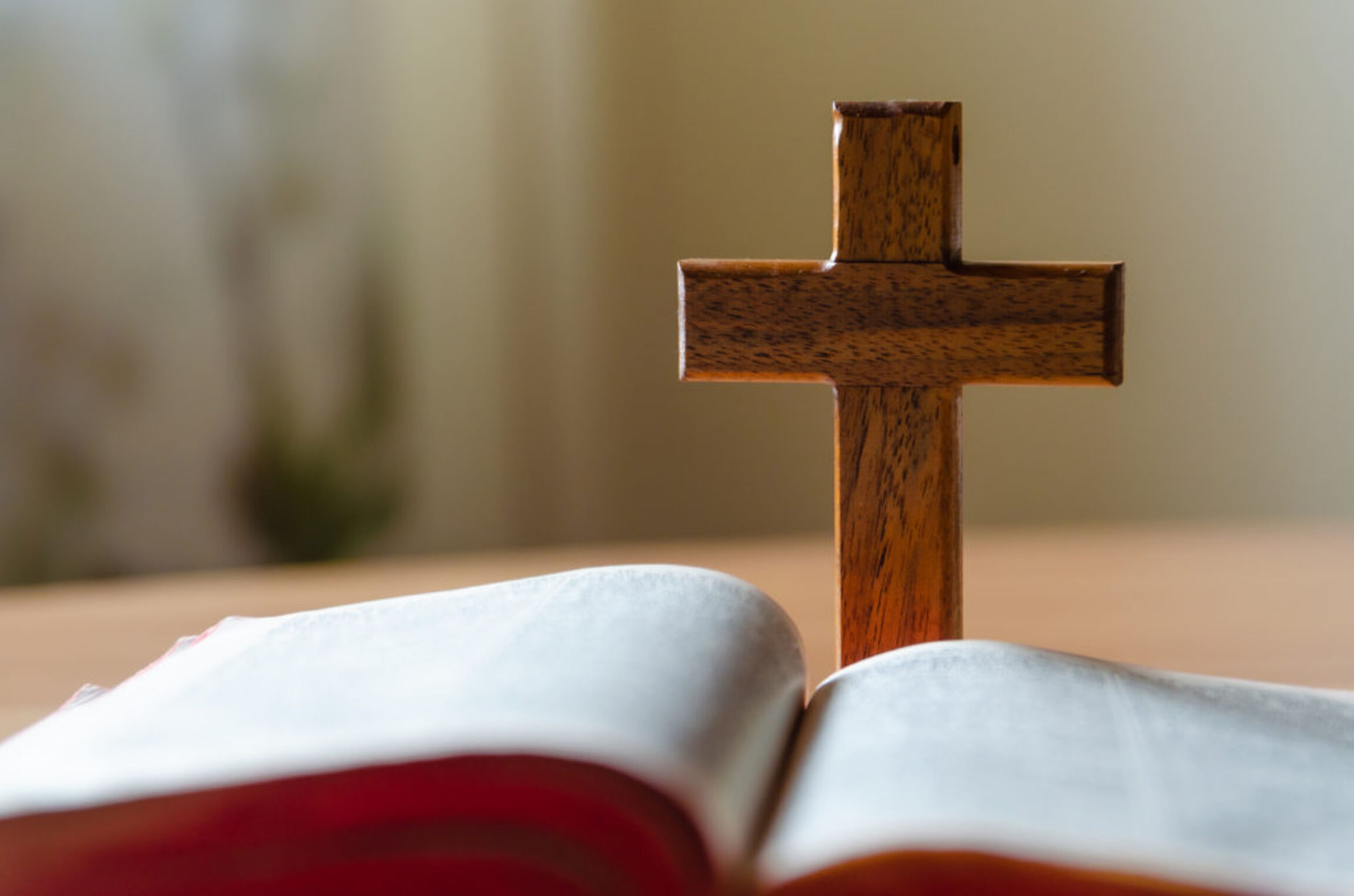 Bibel mit Holzkreuz