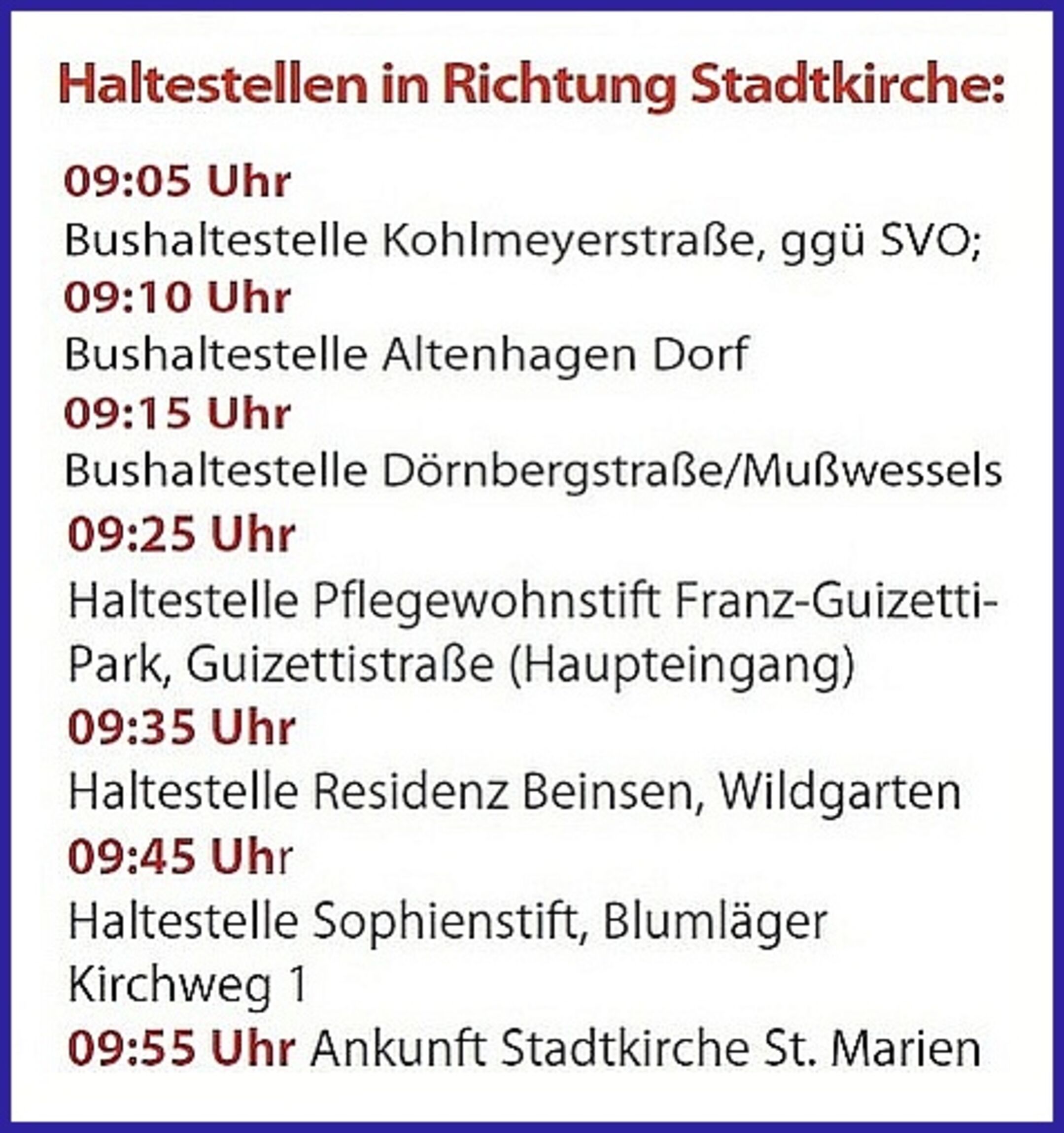 Haltestellen Stadtkirche