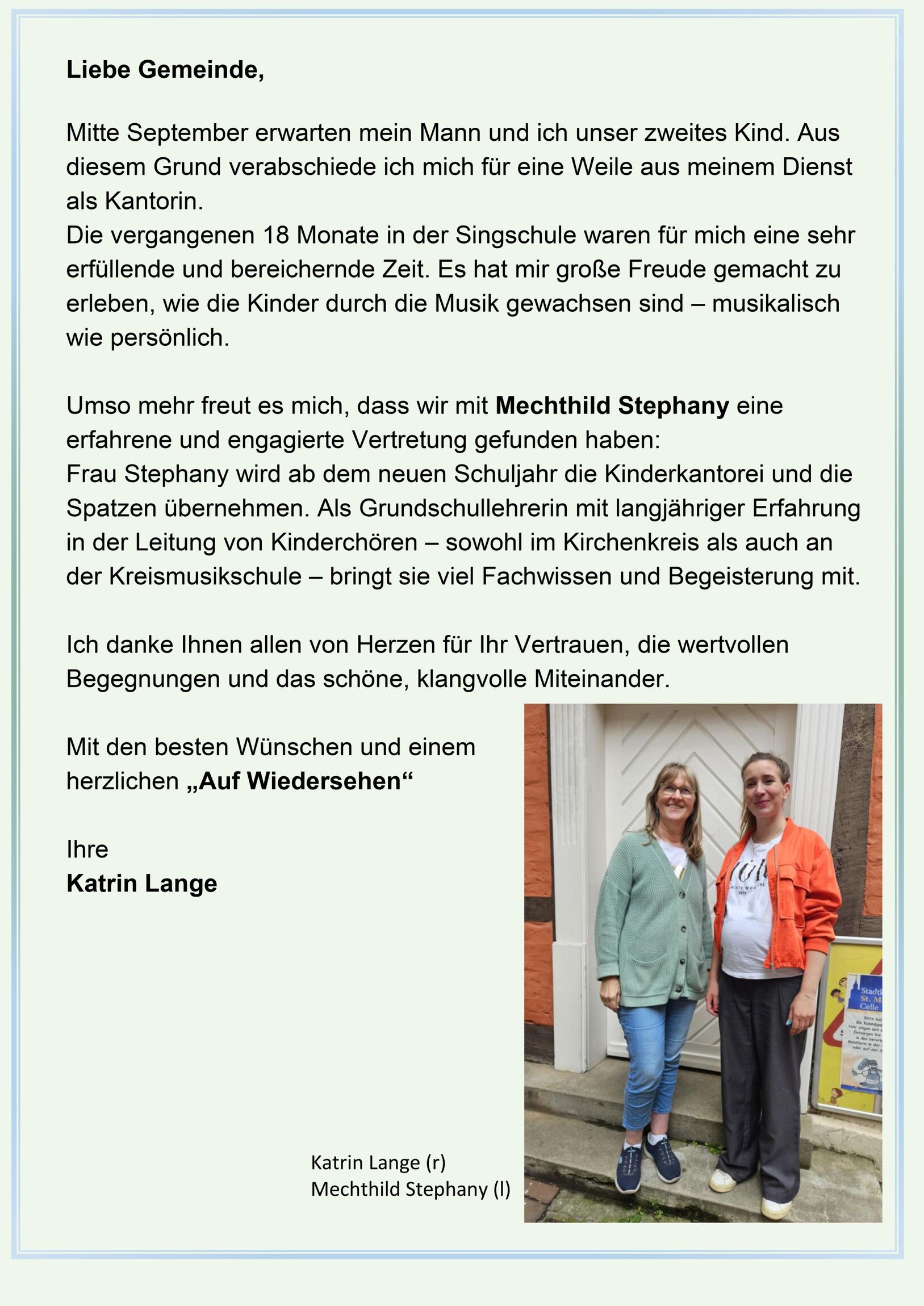 Mutterschaft K.Lange Brief
