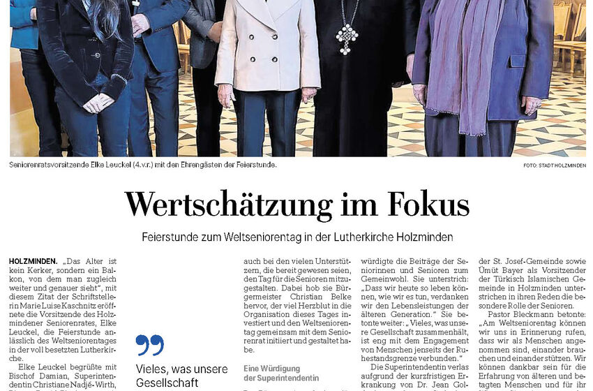 Feierstunde zum Weltseniorentag in der Lutherkirche Holzminden 2025